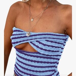 Striped Blue and Purple Tube Top